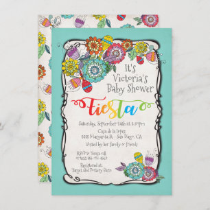 Colourful Boho Floral Mexican Fiesta Baby Shower Invitation
