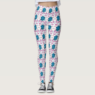 Colourful Boho Floral Pattern Retro Flower Leggings