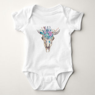 Colourful Boho Floral Skull Baby Bodysuit