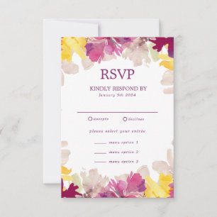 Colourful Boho Floral Summer Spring Wedding  RSVP Card