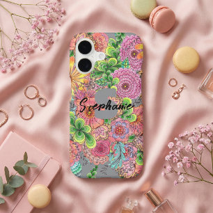Colourful Boho Floral Whimsical Blooms Monogram