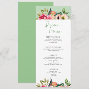 Colourful boho flower border Dinner menu typograph Invitation