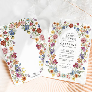 Colourful Boho Flowers Baby Shower Invitation