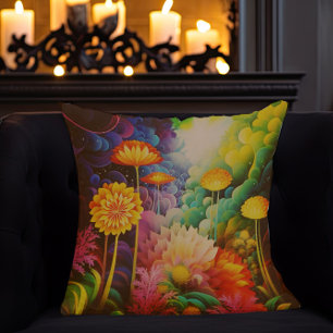 Colourful Boho Flowers Cushion