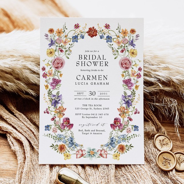 Colourful Boho Garden Flowers Bridal Shower Invitation (Creator Uploaded)
