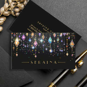 Colourful Boho Gems on Black ID1035 Business Card