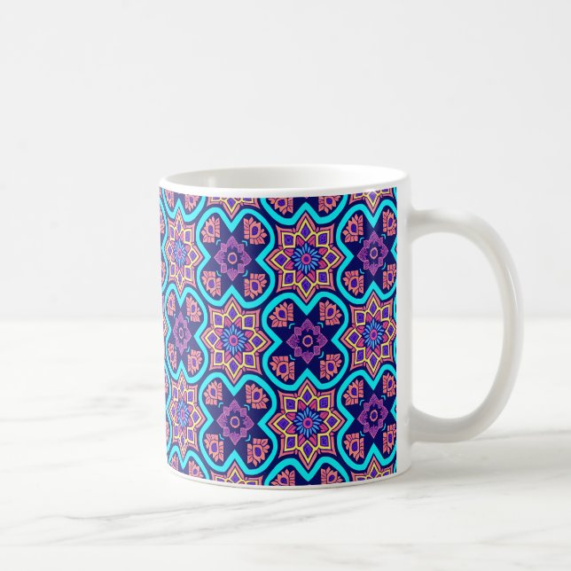Colourful Boho Geometric Floral Pattern Coffee Mug (Right)