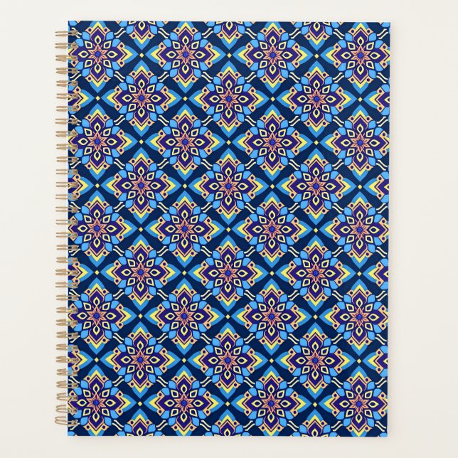 Colourful Boho Geometric Floral Pattern Planner (Front)