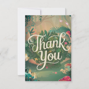 Colourful Boho Greenery Woodland Thank You Card