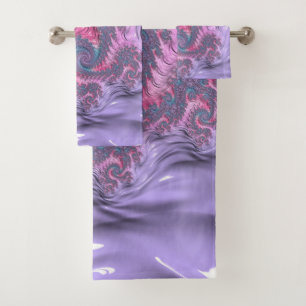 Colourful Boho Hippie Groovy Trippy Pastel Fractal Bath Towel Set