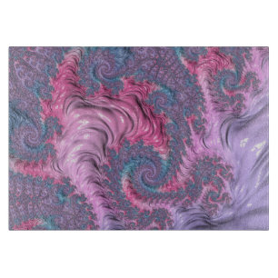 Colourful Boho Hippie Groovy Trippy Pastel Fractal Cutting Board