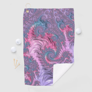 Colourful Boho Hippie Groovy Trippy Pastel Fractal Golf Towel