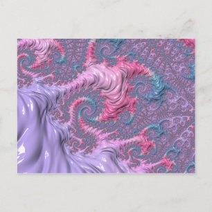Colourful Boho Hippie Groovy Trippy Pastel Fractal Postcard