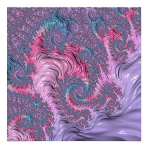 Colourful Boho Hippie Groovy Trippy Pastel Fractal Poster
