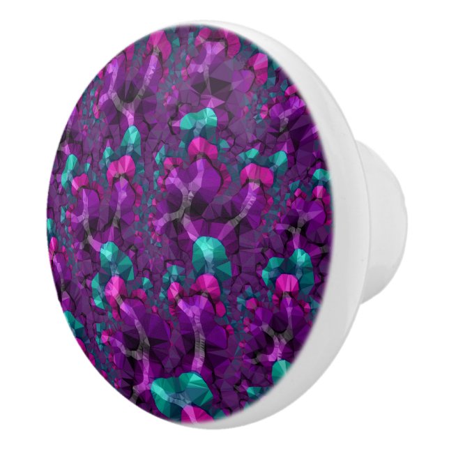 Colourful Boho Hippie Jewel Tone Low Poly Fractal Ceramic Knob (Right)