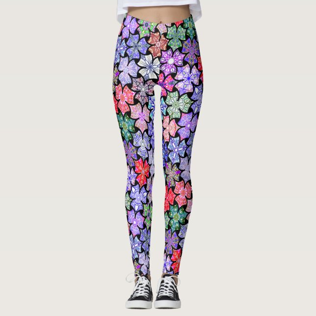 Colourful Boho Mandala Pattern Leggings (Front)
