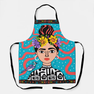 Colourful Boho Mexican Folk Art Kitchen Apron