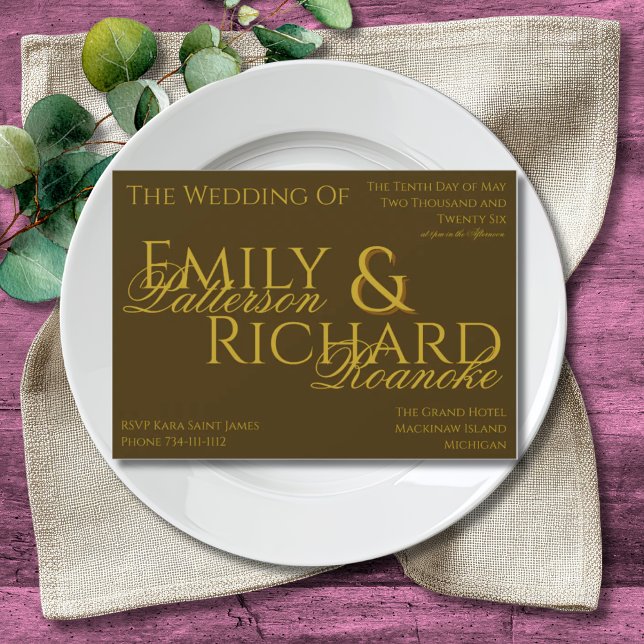 Colourful Boho Minimalist Dark Olive Green Invitation (Creator Uploaded)