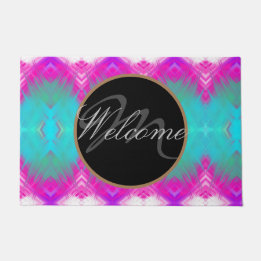 Colourful Boho Monogramed  Welcome Doormat