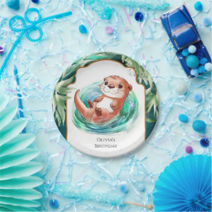 Colourful Boho Otter Birthday Paper Plate