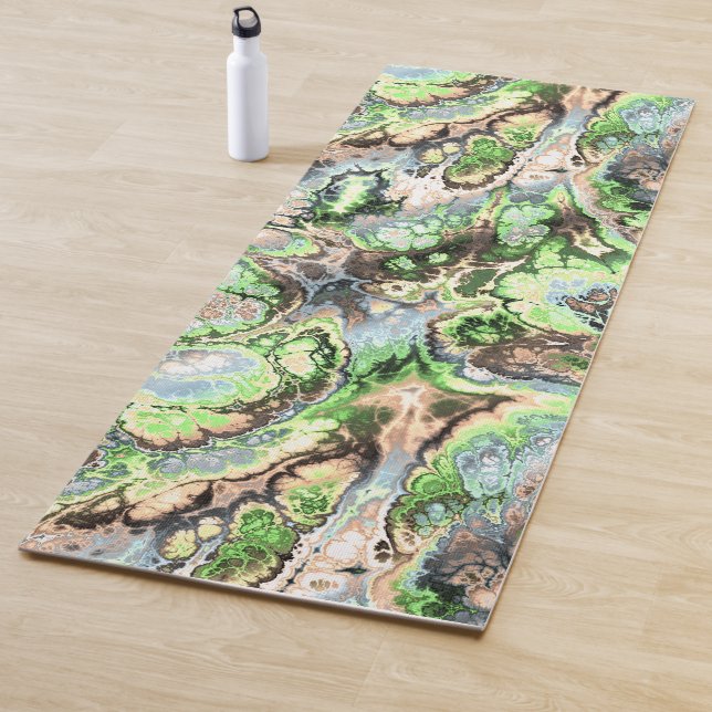 Colourful Boho Pastel Fractal Marble Abstract Art Yoga Mat (In Situ)