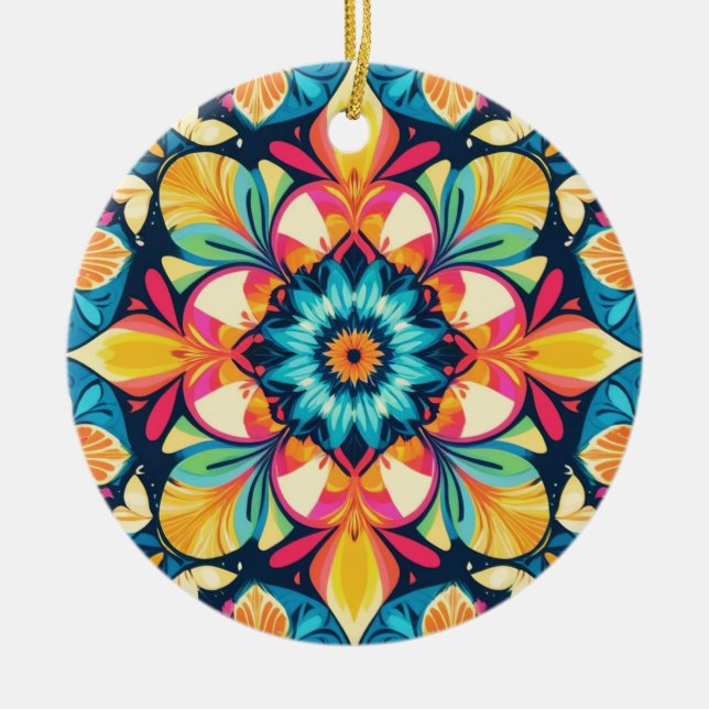 Colourful Boho Pretty Decorative Ceramic Ornament (Front)
