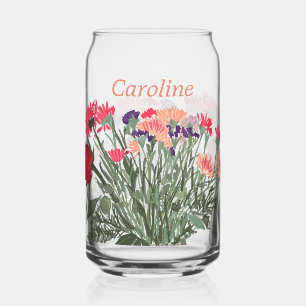 Colourful Boho Pretty Spring Flowers For Her Can Glass
