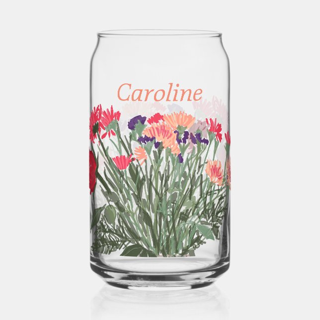 Colourful Boho Pretty Spring Flowers For Her Can Glass (Front)