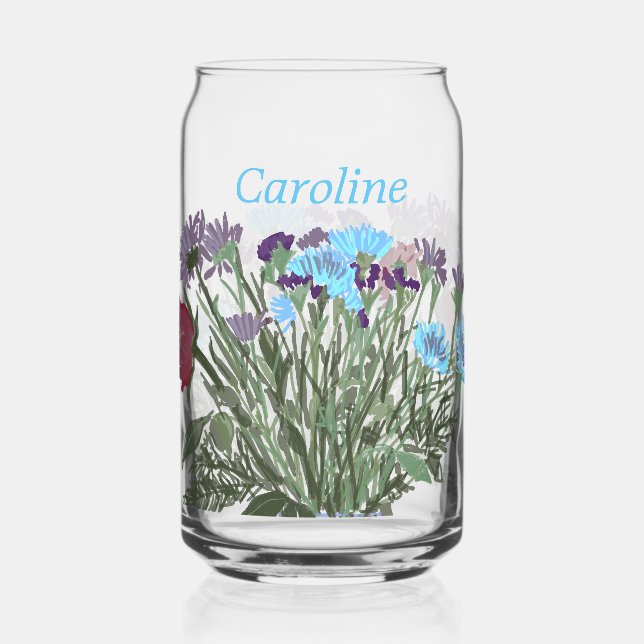 Colourful Boho Pretty Spring Flowers For Her Can Glass (Front)