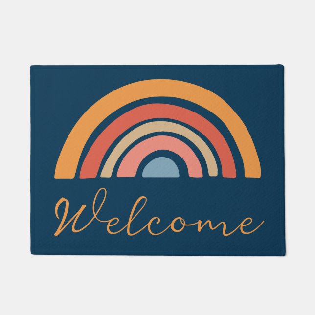Colourful boho rainbow design doormat (Front)