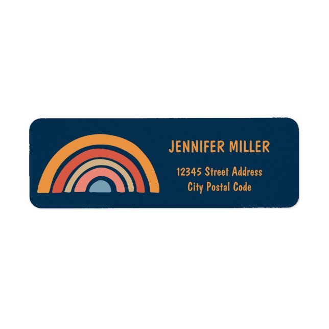 Colourful boho rainbow design return address label (Front)