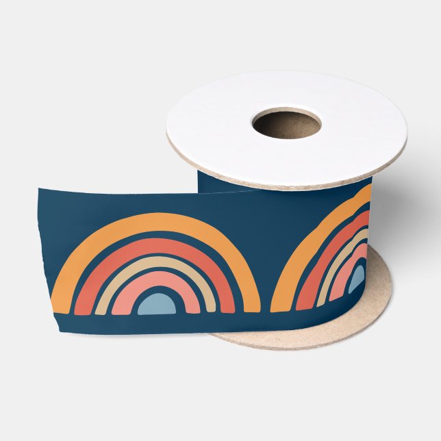 Colourful boho rainbow design satin ribbon (Spool)