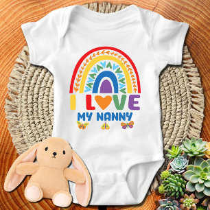 Colourful Boho Rainbow I Love My Nanny Baby Bodysuit
