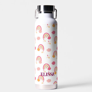 Colourful Boho Rainbow Pattern Personalised Water Bottle