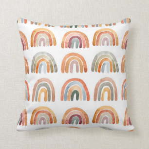 Colourful Boho Rainbows Watercolor  Throw Pillow
