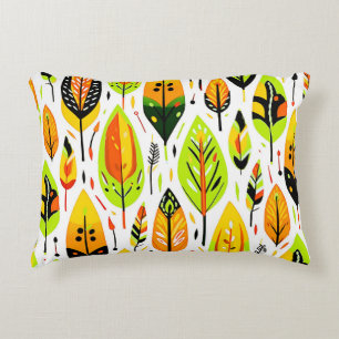 Colourful Boho Seamless Leaf Pattern Decorative Cushion