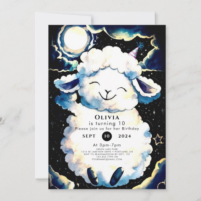 Colourful Boho Sheep Birthday Invitation (Front)