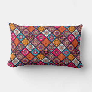 colourful boho style lumbar cushion