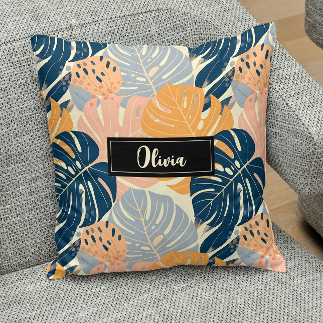 Colourful Boho Tropical Leaves Pattern Cushion (Creator Uploaded)