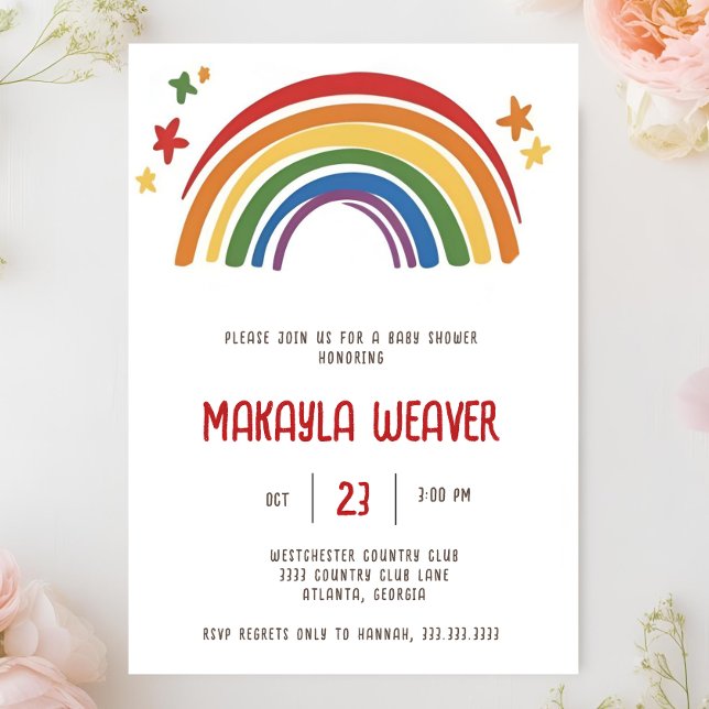 colourful Boho Watercolor Rainbow Boy Baby Shower Invitation (Creator Uploaded)