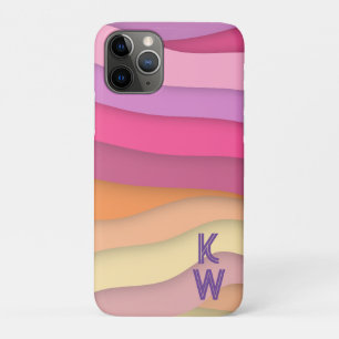 Colourful Boho Wavy Stripes Monogram two letter iPhone 11 Pro Case