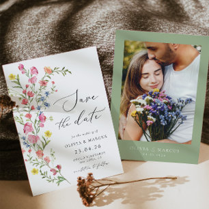 Colourful Boho Wildflower Fairytale Elegant Weddin Save The Date
