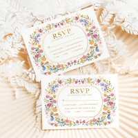Colourful Boho Wildflower Garden Wedding RSVP Card