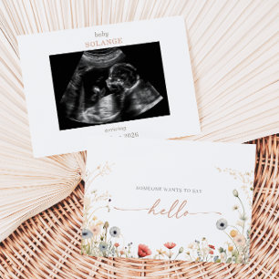 Colourful Boho Wildflower Photo Pregnancy Card