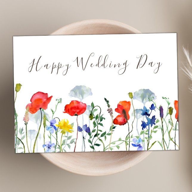 Colourful Boho Wildflower Theme Happy Wedding Day Card (Creator Uploaded)