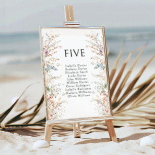 Colourful Boho Wildflower Wedding Table Numbers