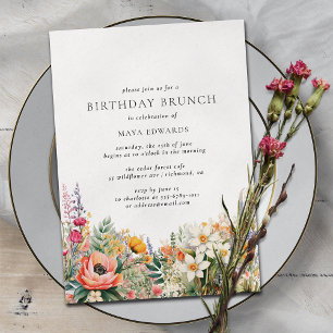 Colourful Boho Wildflowers   Garden Birthday Brunc Invitation