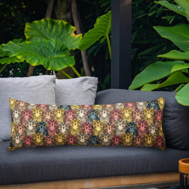 Colourful Boho Woodland Owl Pattern Body Cushion (Owl Pattern Body Pillow)