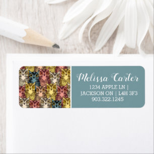 Colourful Boho Woodland Owl Pattern Return Address Label