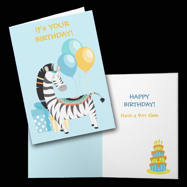 Colourful Boho Zebra Kids Birthday Card (Creator Uploaded)
